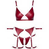 Cottelli Bondage sjajni grudnjak set i lisice (crveni) - XL Slike