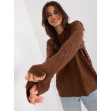 Fashion Hunters Brown sweater with cables and cuffs Cene