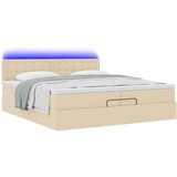  Otomanski posteljni okvir z vzmetnicami krem 200x200 cm blago, (21653311) | Shoptok.si