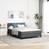 vidaXL Postelja z Box Springom z Vzmetnico Temno Siva 160x200 cm Tkanina | Shoptok.si