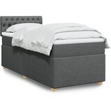 vidaXL Box spring postelja z vzmetnico temno siva 100x200 cm blago | Shoptok.si