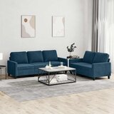 2-dijelni set sofa s jastucima plavi baršunasti | Eponuda.com