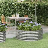 vidaXL visoka greda iz prašno premazanega jekla 100x100x36 cm srebrna | Shoptok.si