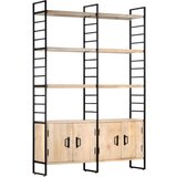 Police Knjižna omara 4-nadstropna 124x30x180 cm trden mangov les | Shoptok.si