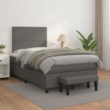 vidaXL Box spring postelja z vzmetnico siv 120x200 cm umetno usnje Cene