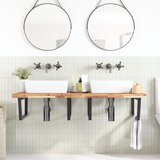  Zidna polica za umivaonik od čelika i masivnog bagremovog drva Smeđa 120 x 60 x 4 cm | Shoptok.si