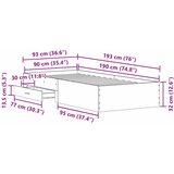  Krevetna konstrukcija Crni hrast 90 x 190 cm Konstruirano drvo | shoptok.hr