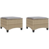 vidaXL Vrtni stolčki z blazinami 2 kosa Bež 55x55x36 cm Poly Rattan | Shoptok.si