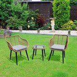 GARDEN Select ITALIA KJFR077-AER – Vrtna garnitura od poliratana, 2 fotelje i stolić sa staklenom pločom, bež | shoptok.hr