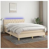  Box spring postelja z vzmetnico LED krem 140x200 cm blago | Shoptok.si