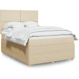 vidaXL Box spring postelja z vzmetnico krem 160x200 cm blago | Shoptok.si