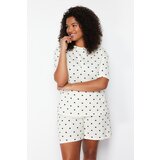 Trendyol Curve White Heart Pattern Knitted Pajamas Set | Shoptok.si