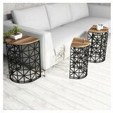 Hanah home Set klub stočića Stil Metal Ferforje, 3 komada, Orah | ePonuda.com