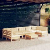  Vrtna sedežna garnitura 8-delna s krem blazinami trdna borovina, (20973663) | Shoptok.si