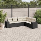 Maison Chic Seti vrtnega pohištva - Vrtna garnitura - Vrtni pohištvo set 6-delna z blazinami črna poli ratan, (21805982) | Shoptok.si
