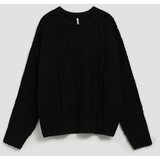 Marisse Black Long Sleeve Sweater With Decorative Weave | ePonuda.com