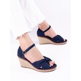 SHELOVET Navy blue sandals espadrilles on wedge | shoptok.hr