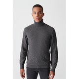 Avva Men's Anthracite Turtleneck Jacquard Sweater Cene