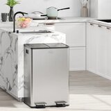  2 x 28 L dvostruke kante za otpad otvaranje na pedalu lako se čiste nehrđajući čelik plastika srebrna | shoptok.hr