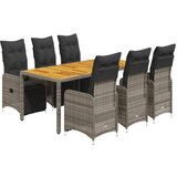 vidaXL Vrtna bistro garnitura 7-delna z blazinami siv poli ratan, (21323917) | Shoptok.si