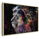  Slika - Crazy Lion (1 Part) Wide 60x40 U prirodnom drvenom okviru | shoptok.hr
