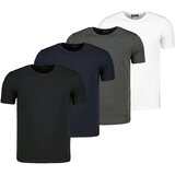 Dewberry QUAD SET T8569 BIKE COLLAR MEN'S T-SHIRT-BLACK-ANTRASİt-LACİVERT-WHITE Cene
