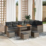 vidaXL 10-delni vrtni kavč set s blazinami siva poli ratan akacija | Shoptok.si