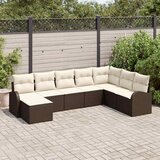  Set sofe s jastukom s pohranom 8 pcs Smeđa i bijela poliratan | shoptok.hr
