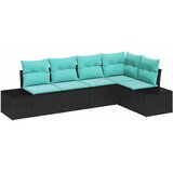 vidaXL Vrtna sedežna garnitura z blazino 5 pcs Črna in turkizna, (5000021900) | Shoptok.si