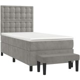 Box spring krevet s madracem svjetlosivi 90x190 cm baršunasti | shoptok.hr