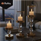 Ruhhy set svijećnjaka 3 kom – stakleni lanteri s ogledalom i kristalnim detaljima | Shoptok.si
