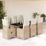 vidaXL vrtna bistro garnitura 9-delna z blazinami bež poli ratan, (21316310) | Shoptok.si