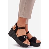 Boto Wedge Sandals For Women With Buckle Black Liniella | shoptok.hr