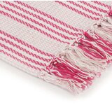 vidaXL Pamučni pokrivač prugasti 160 x 210 cm ružičasto-bijeli | shoptok.hr