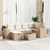 Maison Chic Seti vrtnega pohištva - Vrtna garnitura - Vrtni pohištvo set 7-delna z blazinami bež poli ratan, (21805903) | Shoptok.si