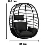  Viseća stolica jaje s jastucima Cocoon - crna | shoptok.hr
