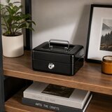  Metalna kasa za novac s ključevima 13x10 cm - crna | shoptok.hr