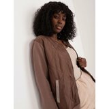 Fashion Hunters Brown cotton bomber jacket with appliqué cene