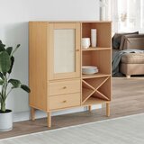 vidaXL Visoka komoda SENJA smeđa izgled ratana 90x40x112 cm borovina | shoptok.hr