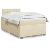 vidaXL Box spring postelja z vzmetnico krem 120x200 cm blago Cene