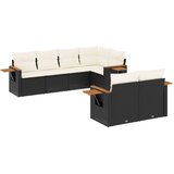  7-dijelni set vrtnih sofa od poliratana s jastucima crni | shoptok.hr