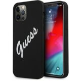 Guess GUHCP12LLSVSBW Big Logo silikonski ovitek za iPhone 12 Pro Max - črn z napisom Cene