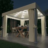  Sjenica sa zastorima i LED svjetlima 3 x 3 m krem bijela | shoptok.hr