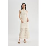 Defacto A-Line Barbell Neck Crochet Sleeveless Maxi Dress cene