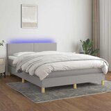  box spring s madracem LED svjetlosivi 140x200 cm tkanina | shoptok.hr