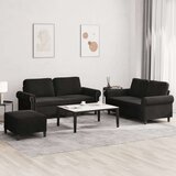  3-dijelni set sofa s jastucima crni baršunasti Cijene