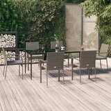 vidaXL 7-dijelni vrtni blagovaonski set crno-sivi od poliratana | shoptok.hr