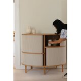 UMAGE bež/naravna omarica v hrastovem dekorju z drsnimi vrati 120x100x50 cm audacious – | Shoptok.si