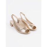 GOODIN Gold openwork sandals with a low heel | Shoptok.si