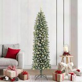 vidaXL Umetno vitko božično drevo med 300 LED Zelena in bela 210 cm | Shoptok.si